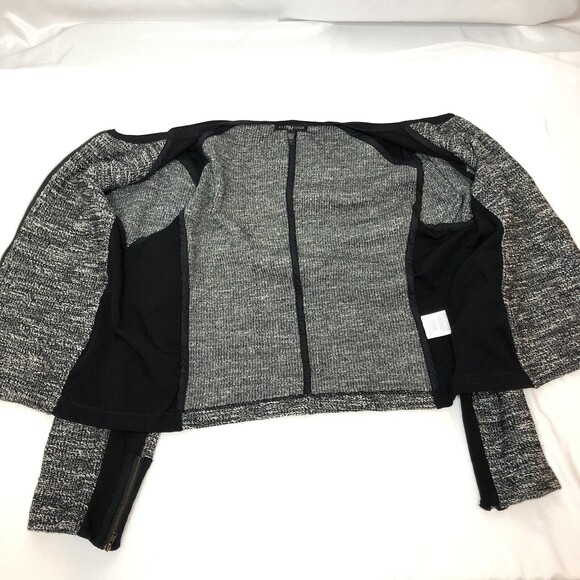 Eileen Fisher Black Tweedy Knit Sweater Jacket Ponte Sz L Full Zip Tweed Career - Picture 7 of 9